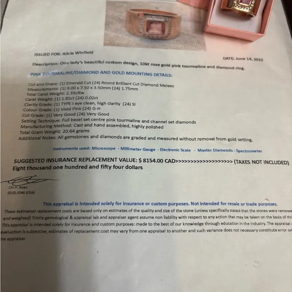 Elegant Pink tourmaline and 10 carat rose Gold Ring - Picture 13 of 16